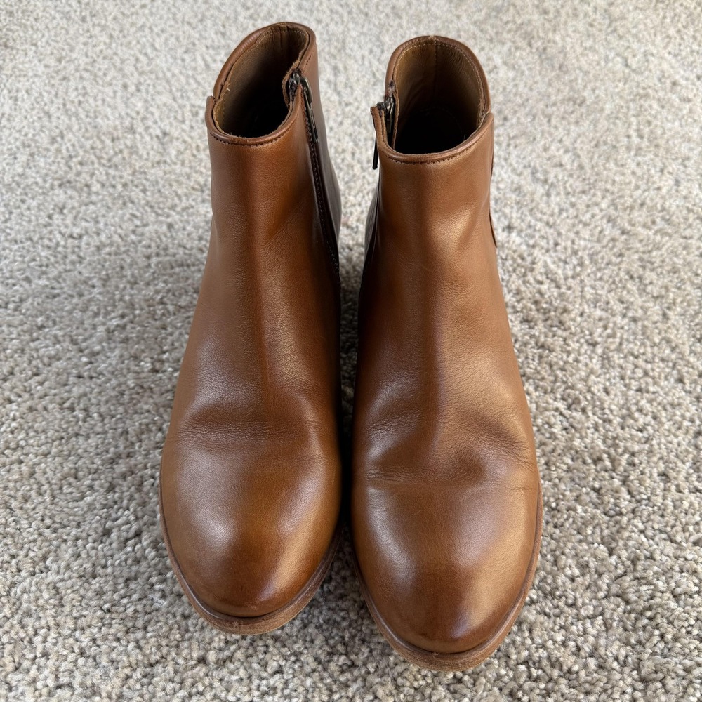 Frye Boots Womens Size 11 Brown Leather Ankle Zip Block Heel Booties Round Toe